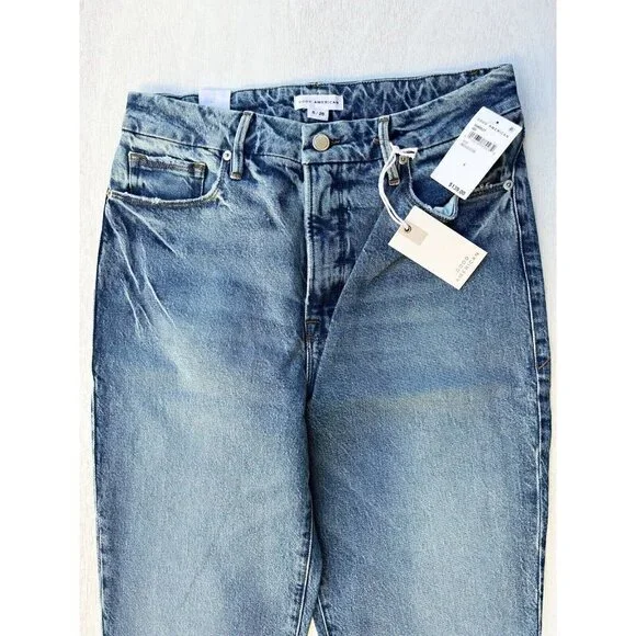 Good American Women's The Weekender Relaxed Fit Straight Leg Indigo339 Jeans - Picture 8 of 15